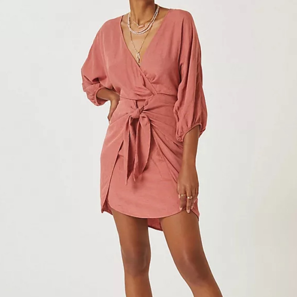 ANTHROPOLOGIE Elegant Pink Wrap Dress